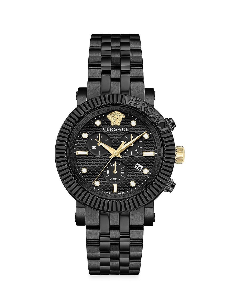 Versace Mens Swiss Chronograph V-Chrono Two-Tone Bracelet Watch 45mm Product Image