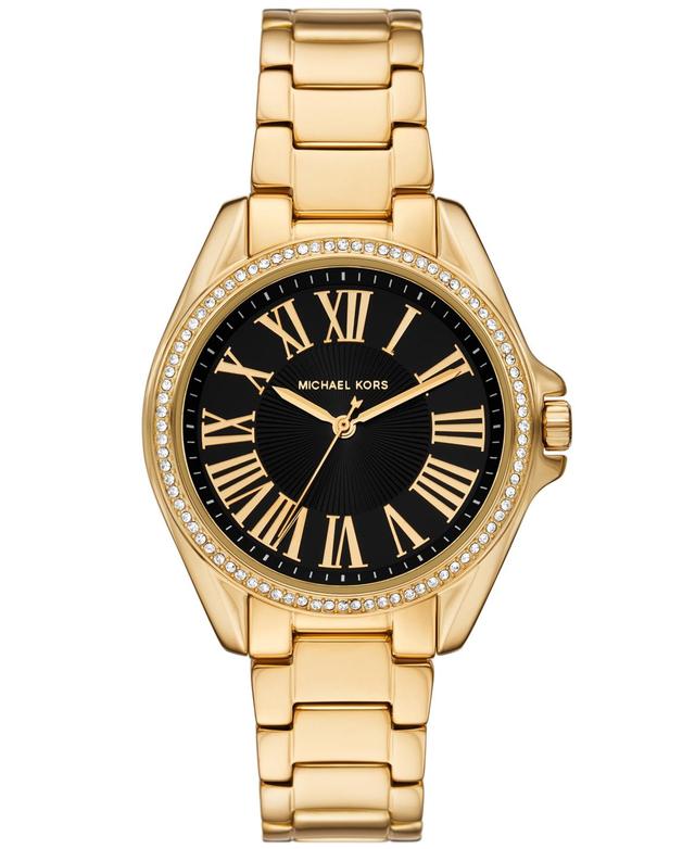 Michael Kors Womens Kacie Three-Hand Gold-Tone Stainless Steel Watch 39mm - Gold-tone Product Image