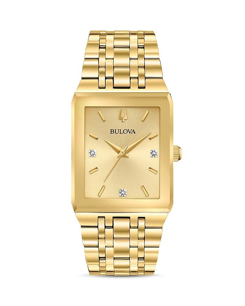 Bulova Modern Quadra Collection Mens Analog Gold Tone Stainless Steel Bracelet Watch Product Image