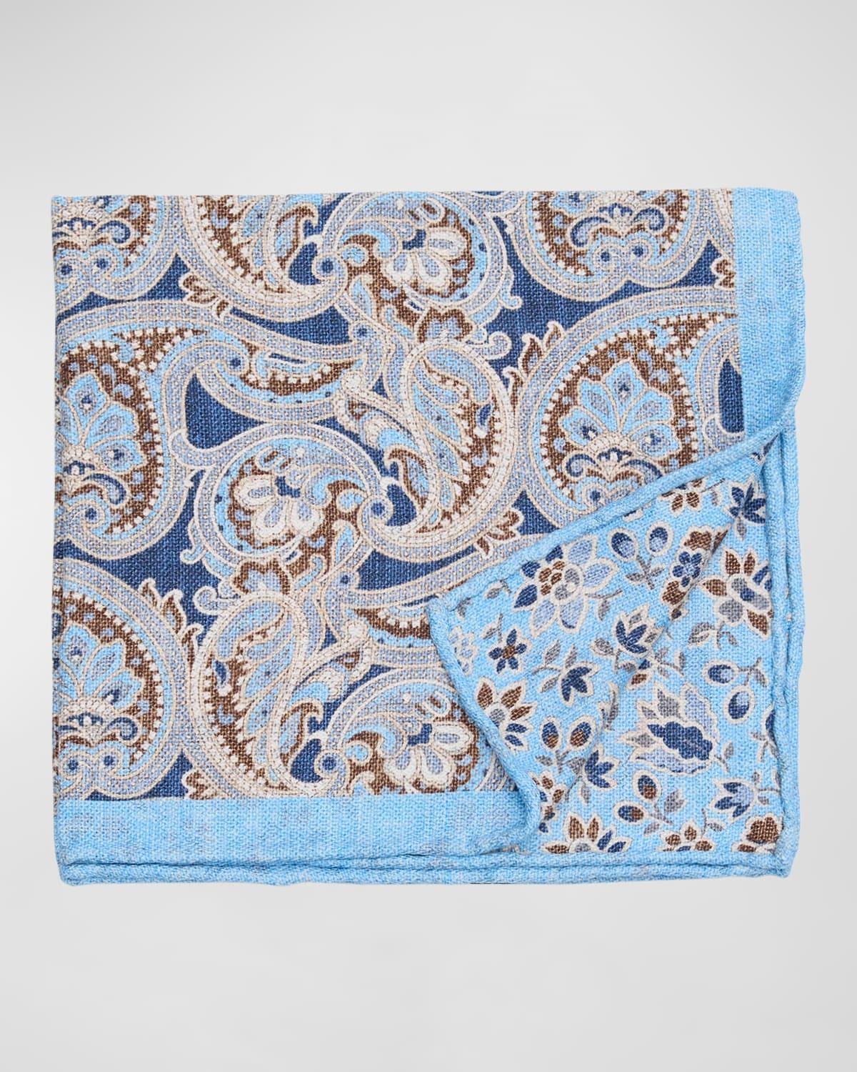 Mens Paisley-Floral Silk Pocket Square Product Image