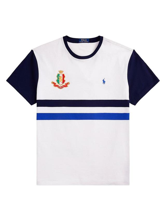 Mens Striped Logo Crest Cotton T-Shirt Product Image