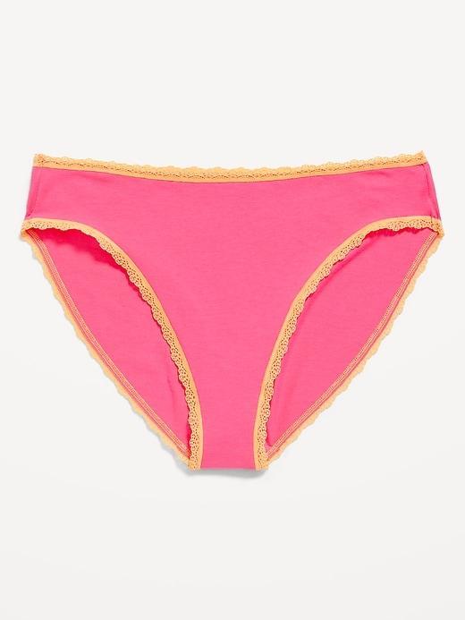 High-Waisted Lace-Trim Bikini Underwear Product Image