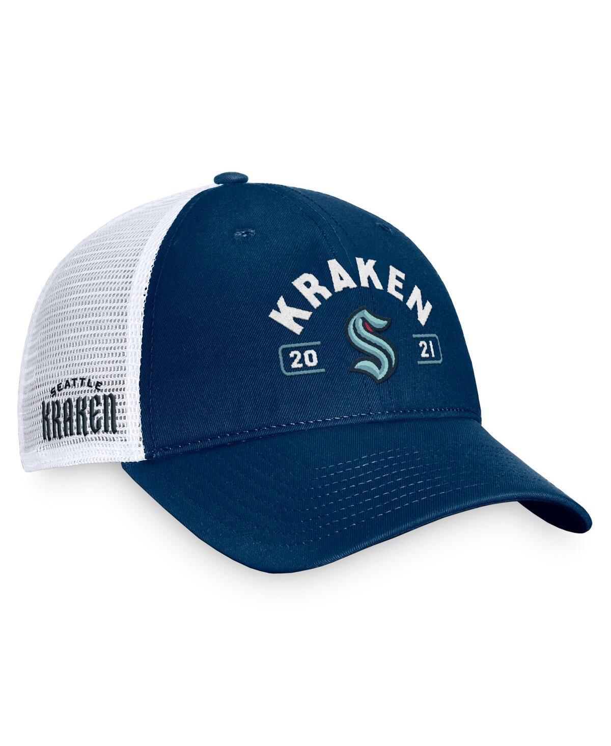 Mens Fanatics Deep Sea Blue/White Seattle Kraken Free Kick Trucker Adjustable Hat, Krk Blue Product Image