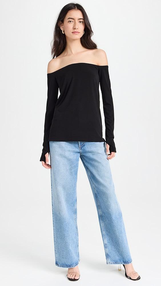 Norma Kamali Long Sleeve Off Shoulder Top | Shopbop Product Image