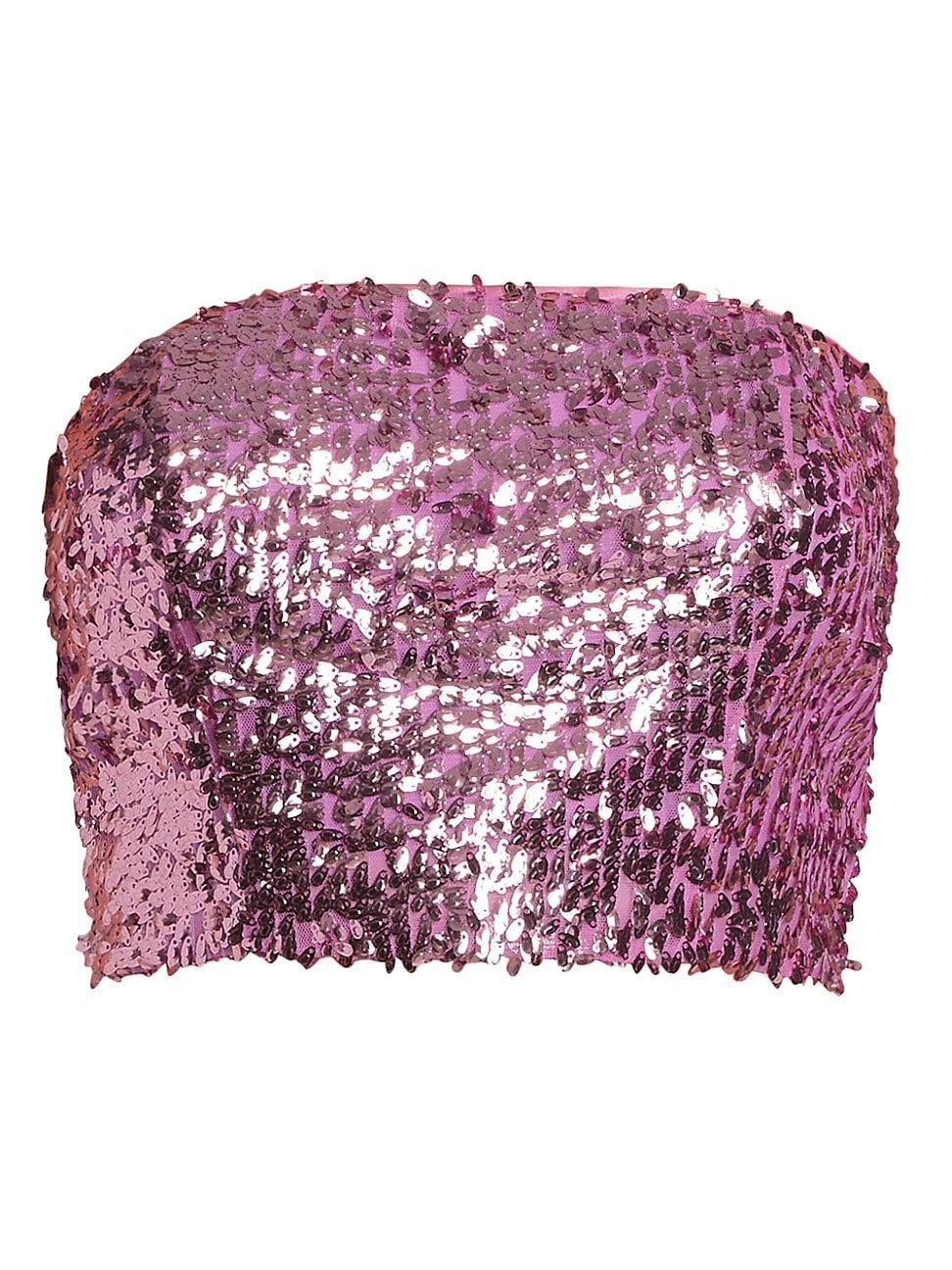 Womens Strapless Sequined Crop Top product image