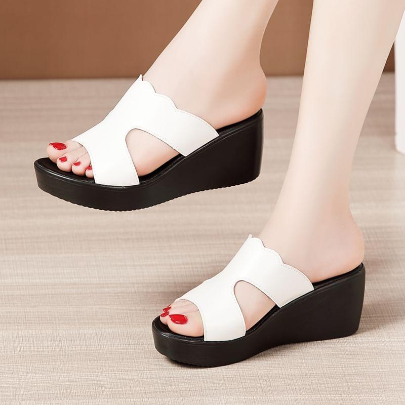 Cutout Platform Wedge Slide Sandals Product Image