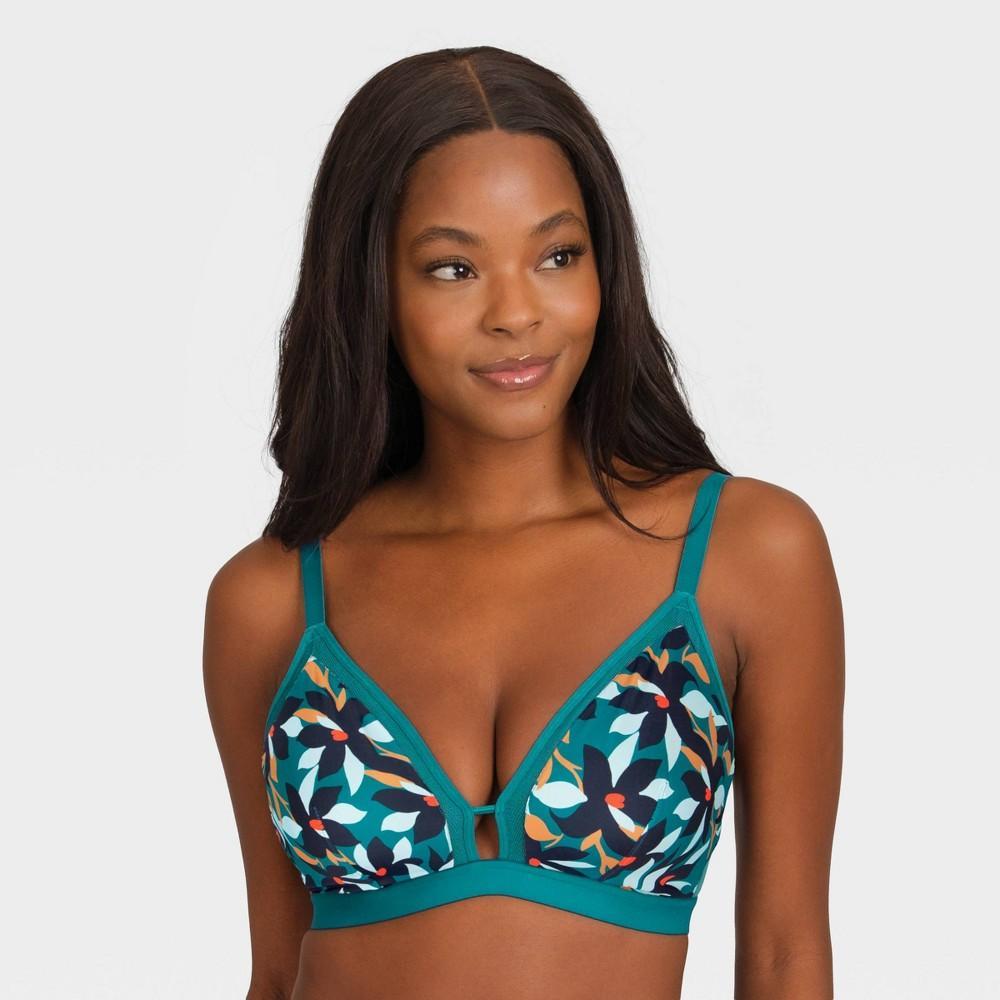 All.You.LIVELY Womens Floral Print Busty Mesh Trim Bralette - Turquoise 2 Product Image