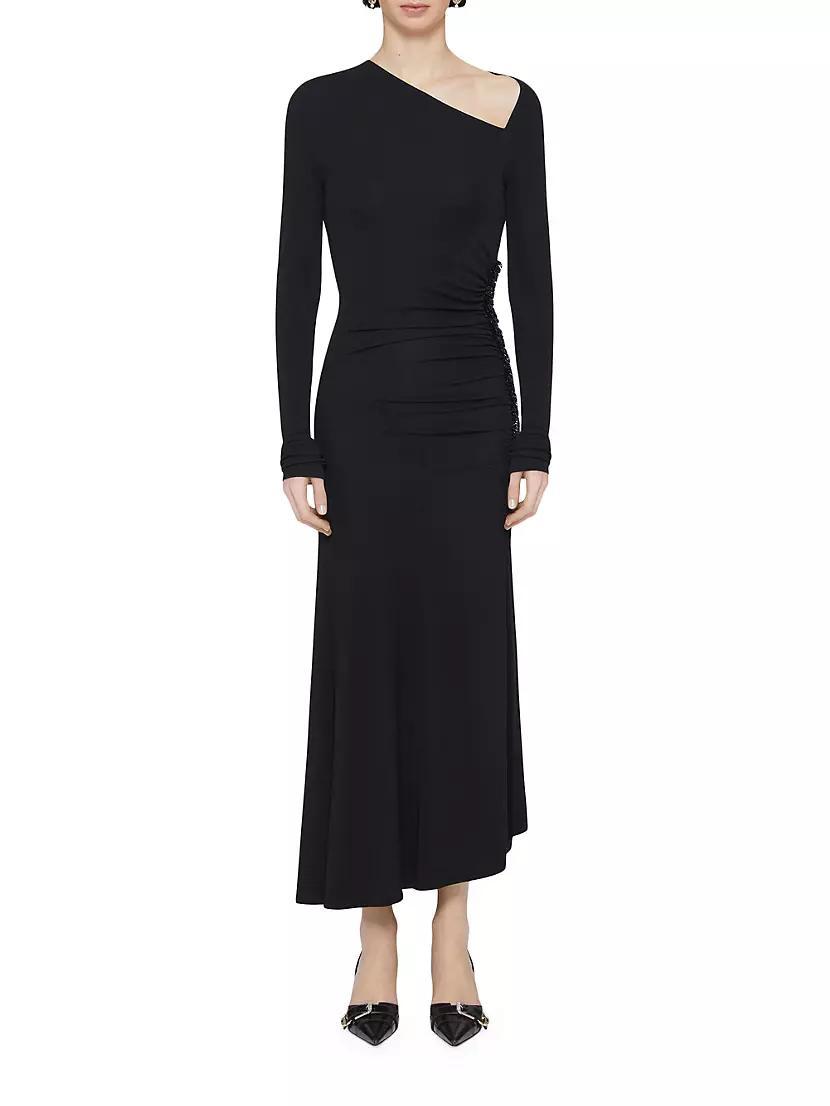 Draped Dress in Embroidered Jersey Product Image