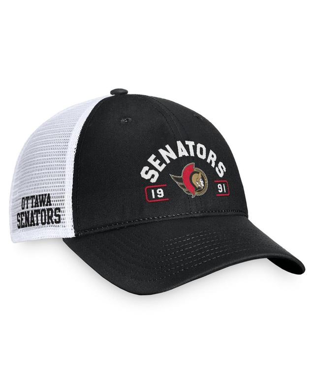 Mens Fanatics Black/White Ottawa Senators Free Kick Trucker Adjustable Hat Product Image