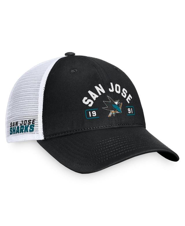 Fanatics Mens Black San Jose Sharks Free Kick Trucker Adjustable Hat - Black, White Product Image