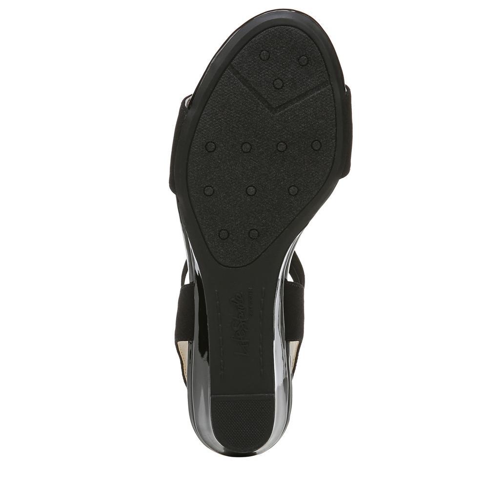 LifeStride Yolo Womens Wedge Sandals Black Product Image