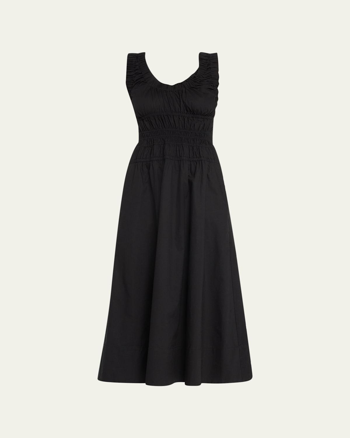 Poplin Gathered Midi Dress Product Image