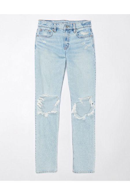 AE Stretch Super High-Waisted Ripped Ankle Straight Jean Women's Product Image