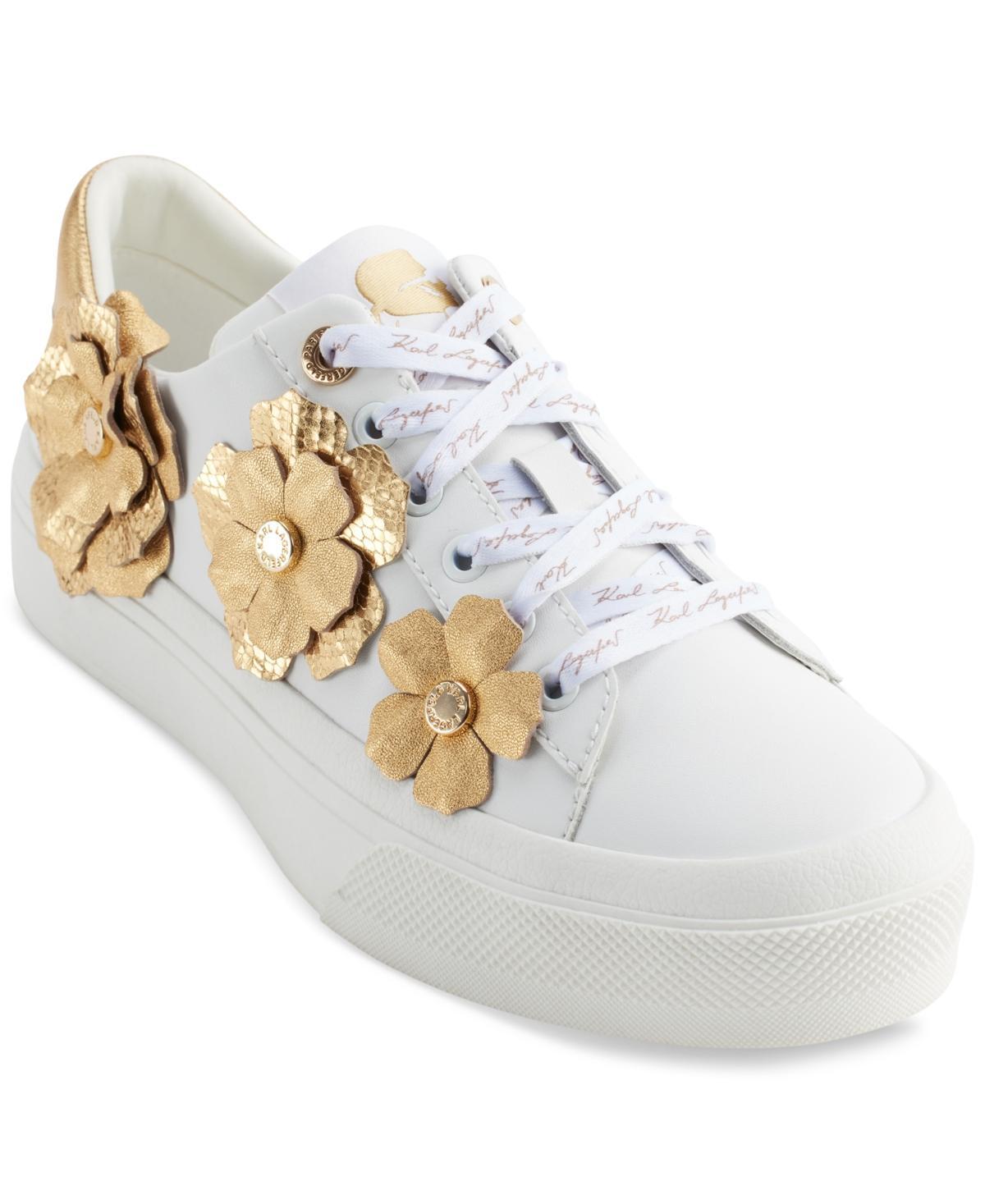 Karl Lagerfeld Paris Womens Georgia Lace-Up Embellished Sneakers - Soft White/ Product Image