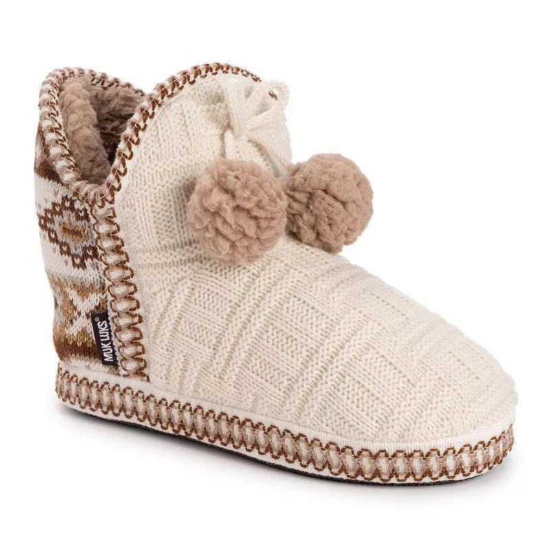 Womens MUK LUKS Amira Slipper Boots Oatmeal Grey Product Image