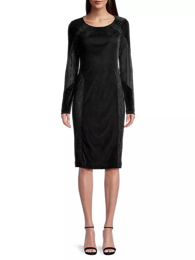 Social Occasion Velvet & Mesh Cocktail Dress Product Image