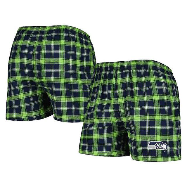 Mens Concepts Sport College /Neon Green Seattle Seahawks Ledger Flannel Boxers Blue Product Image