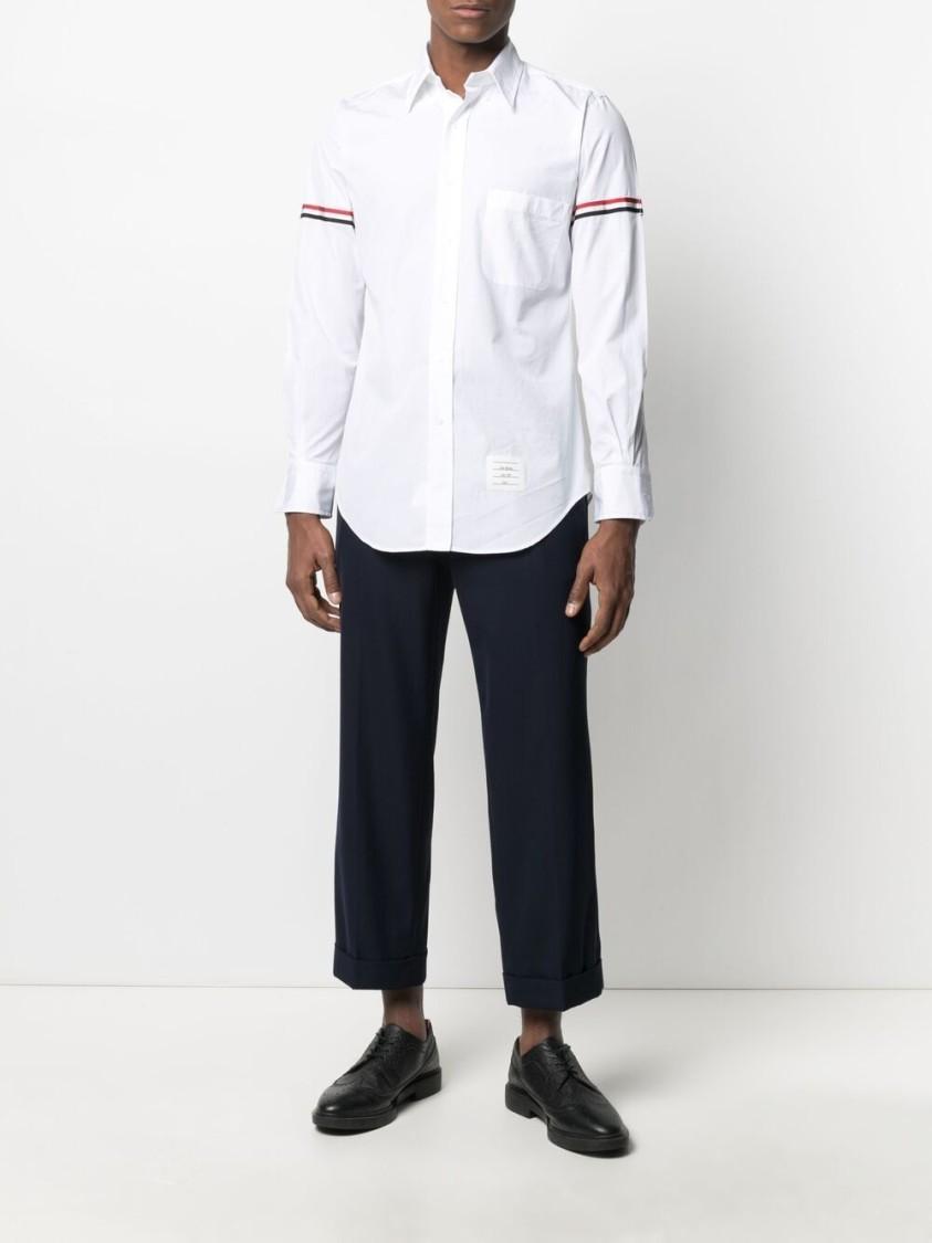 THOM BROWNE Rwb Stripe Detail Sleeve Shirt In White product image