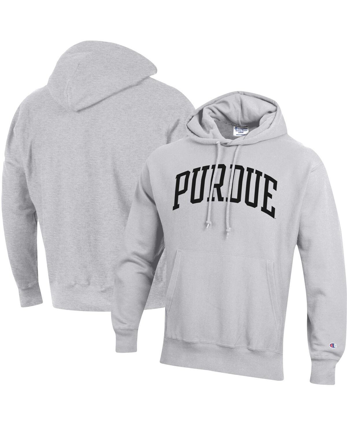 Mens Champion Heathered Gray Purdue Boilermakers Team Arch Reverse Weave Pullover Hoodie Product Image