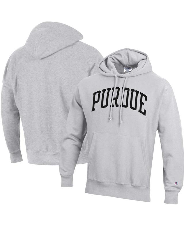 Mens Champion Heathered Gray Purdue Boilermakers Team Arch Reverse Weave Pullover Hoodie Product Image