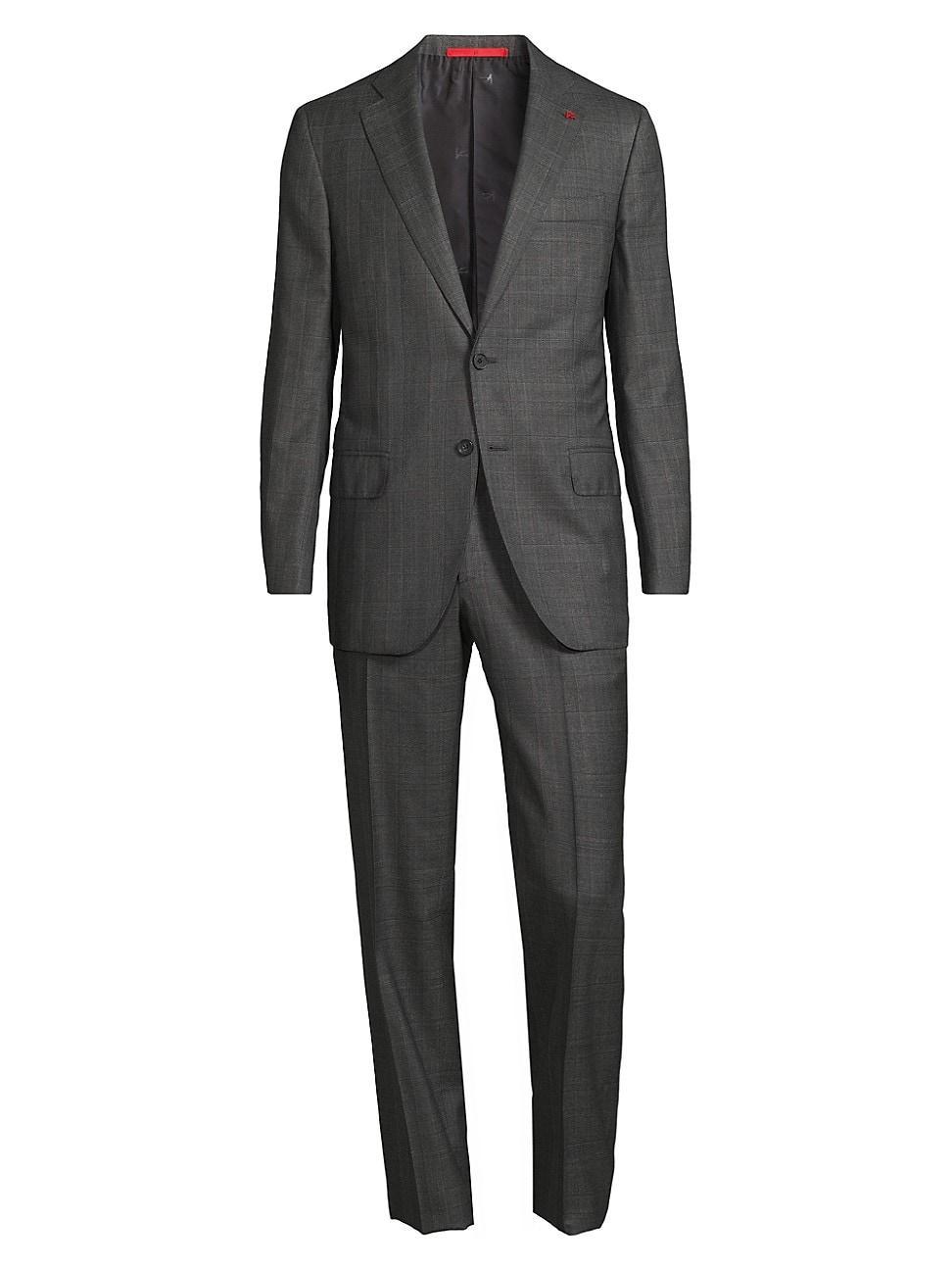 Mens Check Wool Single-Breasted Suit Product Image