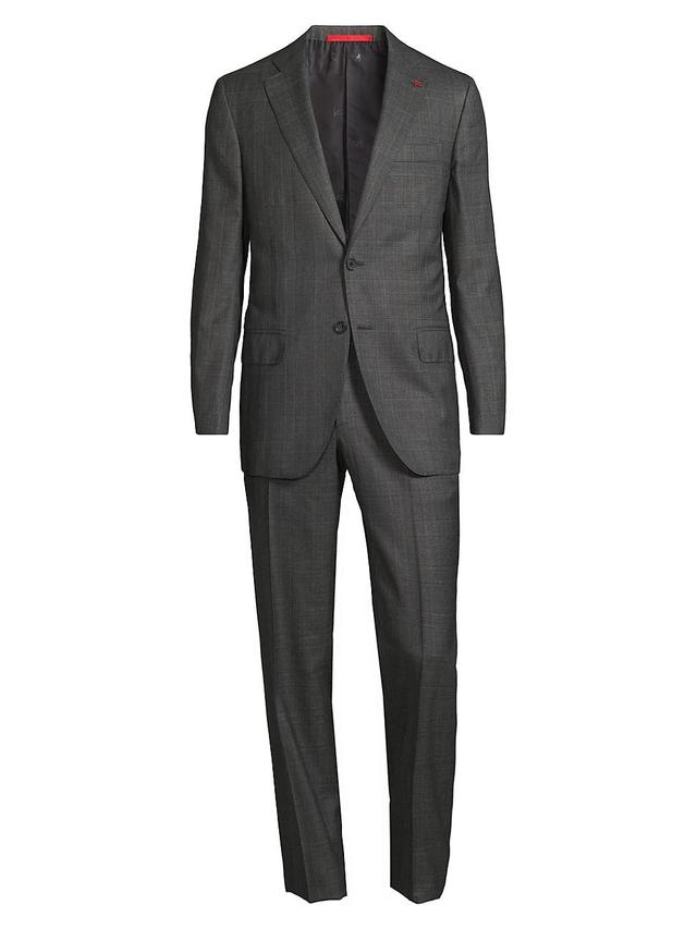 Mens Check Wool Single-Breasted Suit Product Image