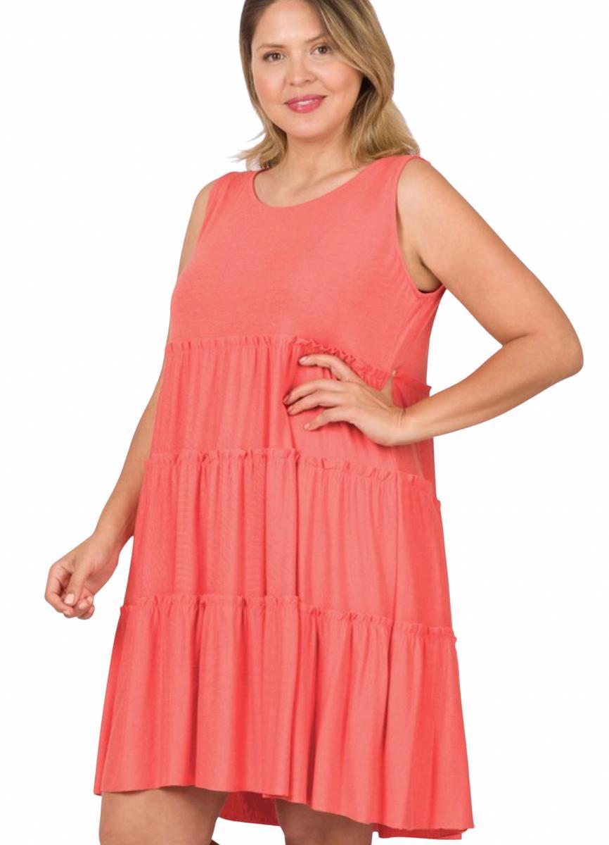 8348 Camdyn Sleeveless Tiered Dress - Reg & Plus! Product Image