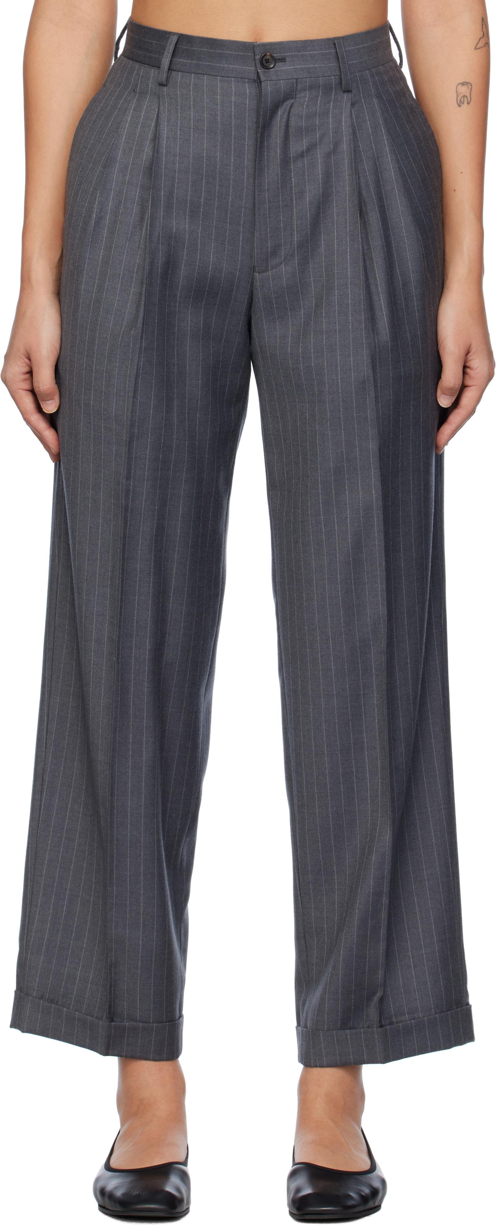 Gray Pleated Trousers Product Image