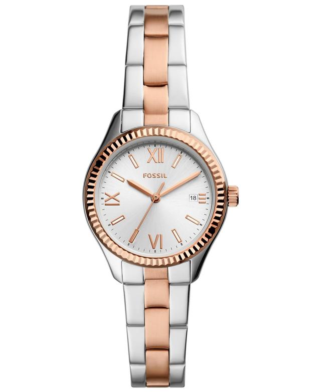 Fossil Womens Rye Three-Hand Date Two-Tone Stainless Steel Watch, 30mm - Two-Tone Product Image