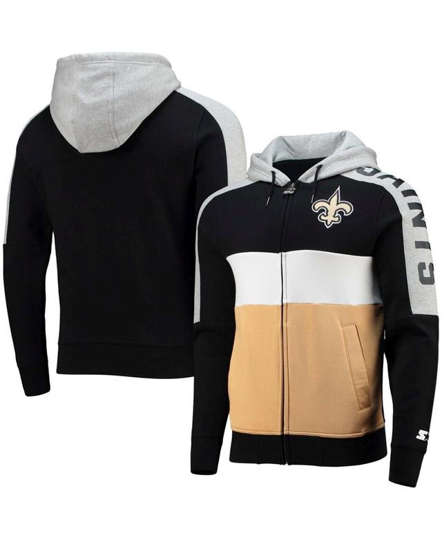 Mens Starter /Gold New Orleans Saints Playoffs Color Block Full-Zip Hoodie Product Image