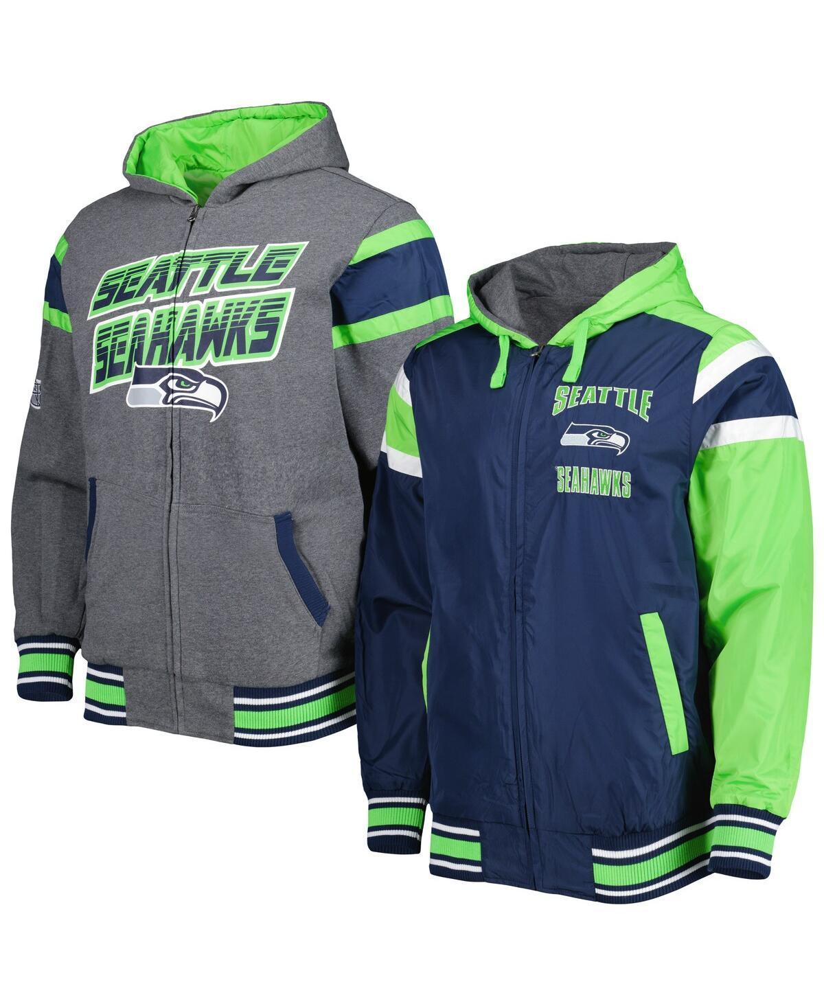 Mens G-III Sports by Carl Banks College /Gray Seattle Seahawks Extreme Full Back Reversible Hoodie Full-Zip Jacket Blue Product Image