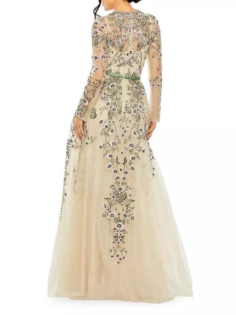 Floral-Embroidered Tulle Gown Product Image