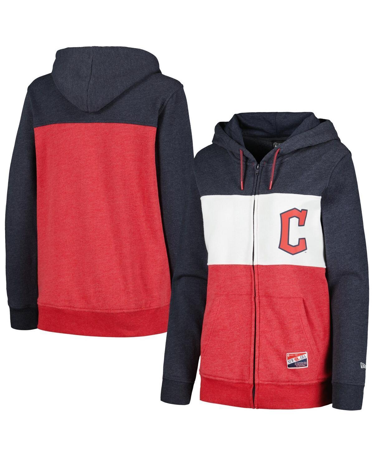 Womens New Era Navy Cleveland Guardians Color Block Full-Zip Hoodie Jacket Grd Blue Product Image