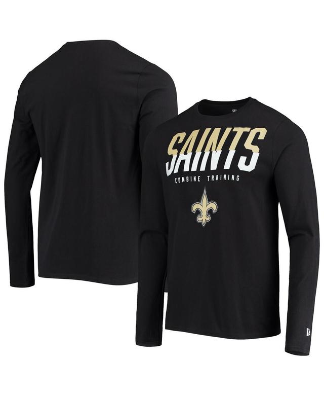 Mens New Era Black New Orleans Saints Combine Authentic Split Line Long Sleeve T-shirt Product Image