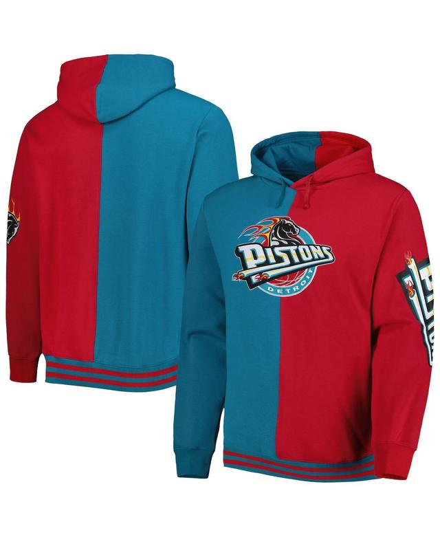 Mens Mitchell & Ness Red Detroit Pistons Hardwood Classics Split Pullover Hoodie - Red Product Image