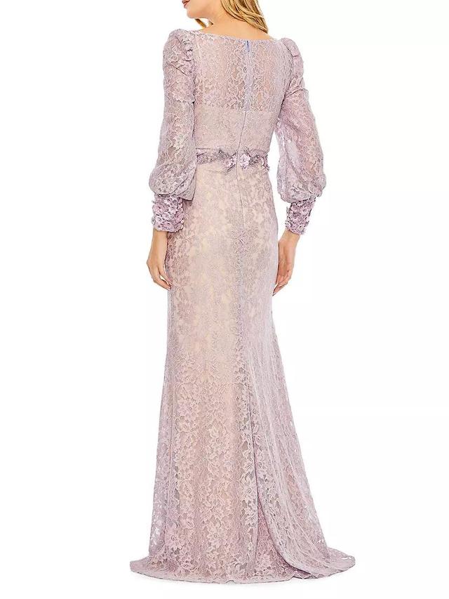 Floral Lace Long-Sleeve Gown Product Image