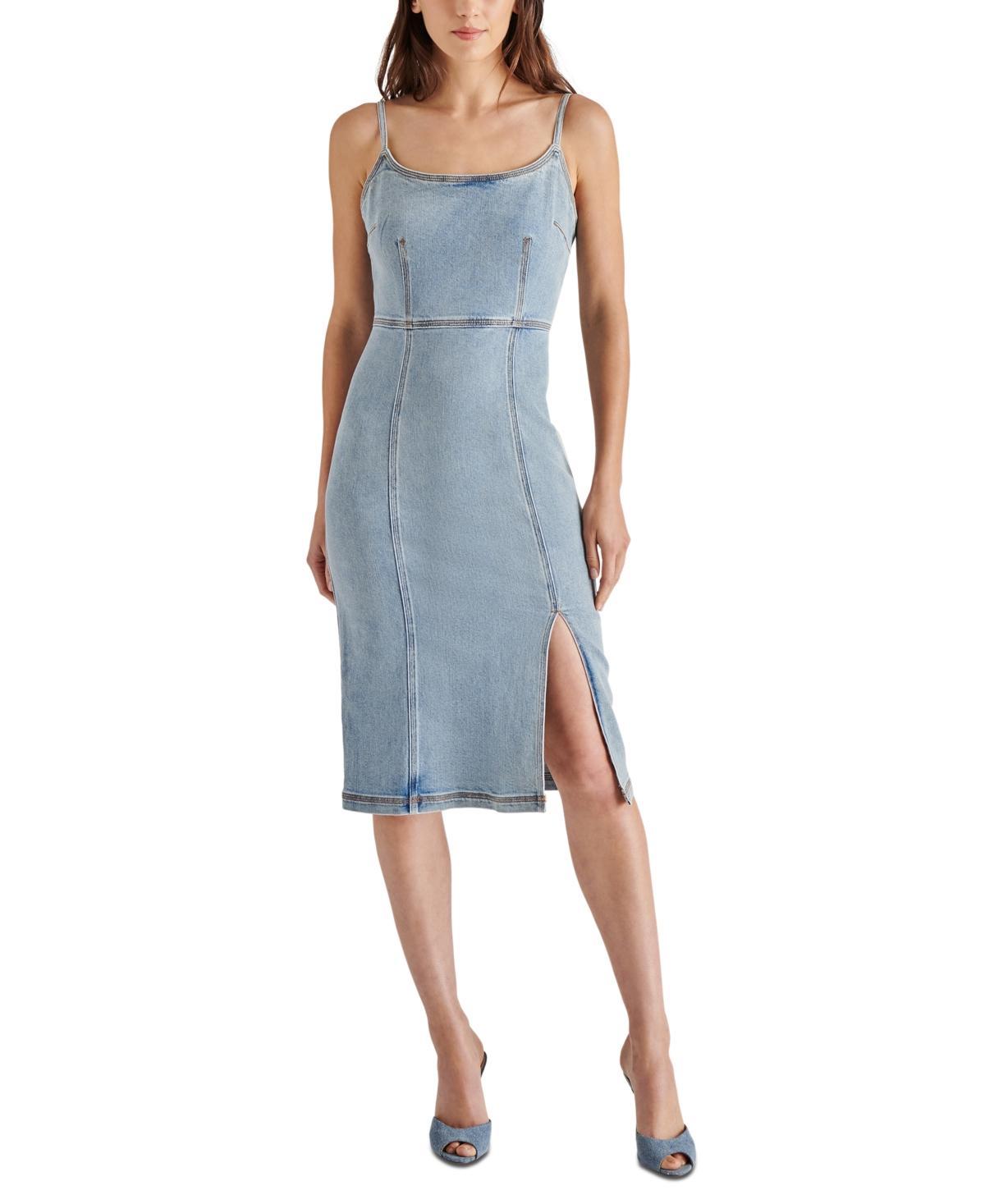 Steve Madden Womens Slit-Front Giselle Denim Midi Dress Product Image