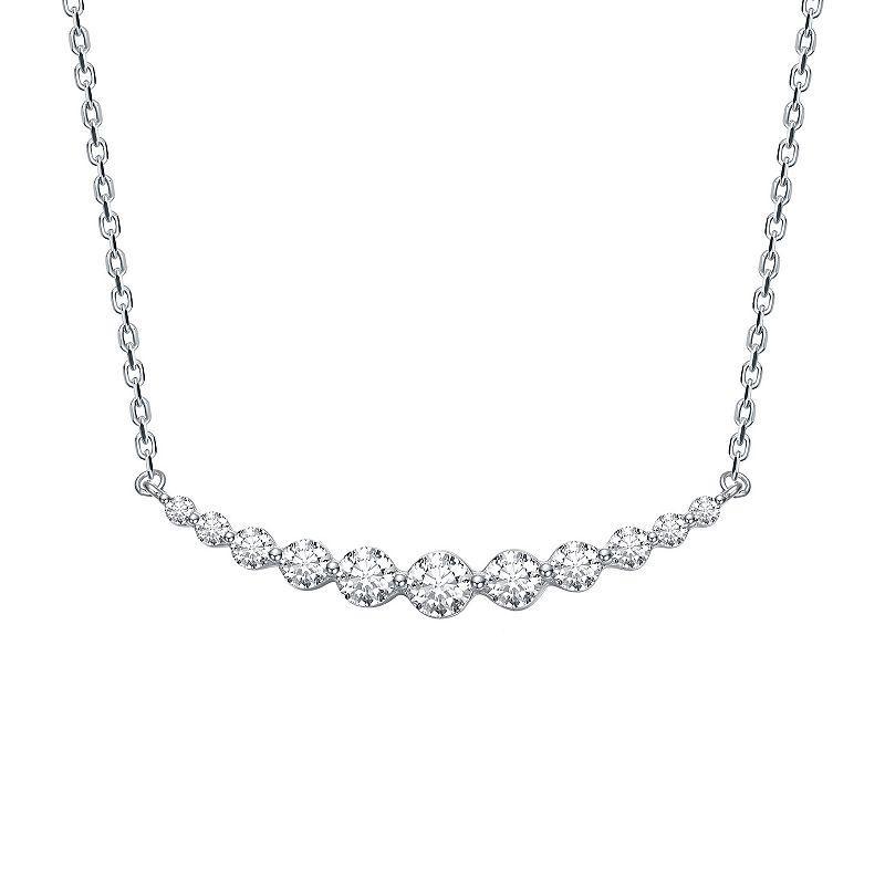 Stella Valentino Sterling Silver Lab-Created Moissanite Curved Bar Pendant Necklace, Womens Product Image