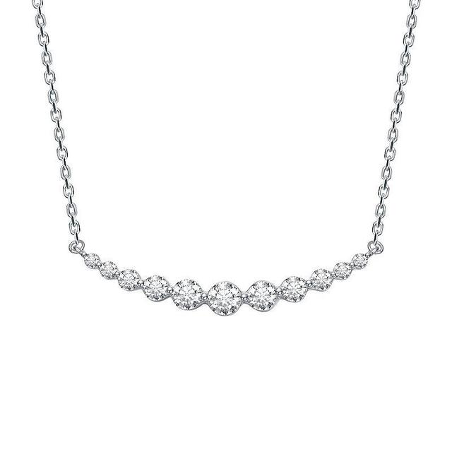 Stella Valentino Sterling Silver Lab-Created Moissanite Curved Bar Pendant Necklace, Womens Product Image