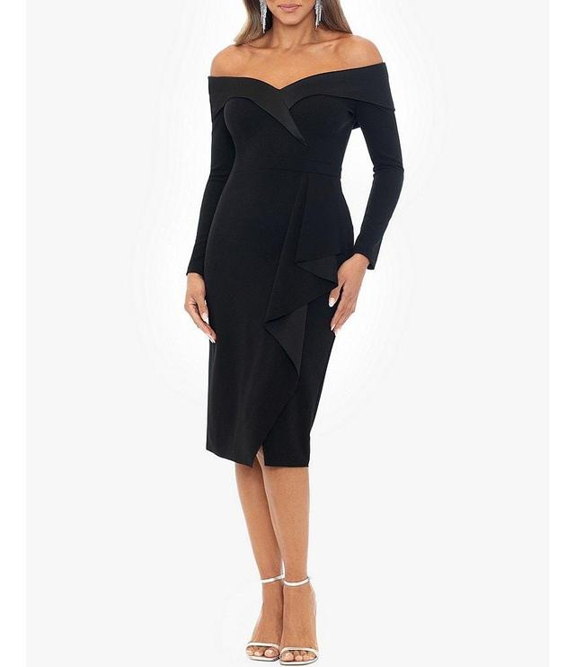 Xscape Off-the-Shoulder Tuxedo Sheath Cocktail Dress Product Image