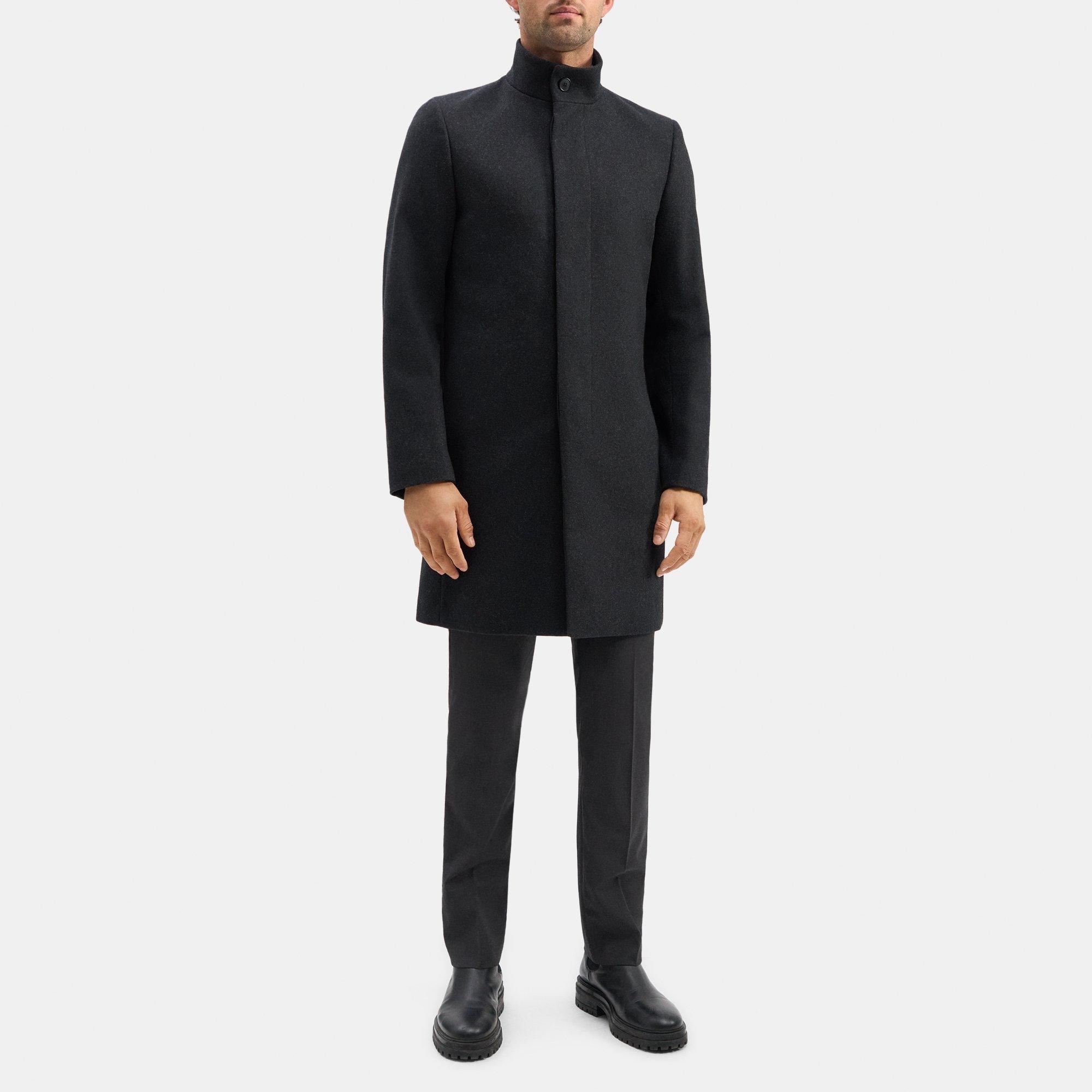 Wool Melton Single-Breasted Coat | Theory Outlet Product Image