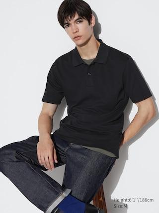 Mens Airism Cotton Pique Polo Shirt with Quick-Drying Black XL UNIQLO US Product Image