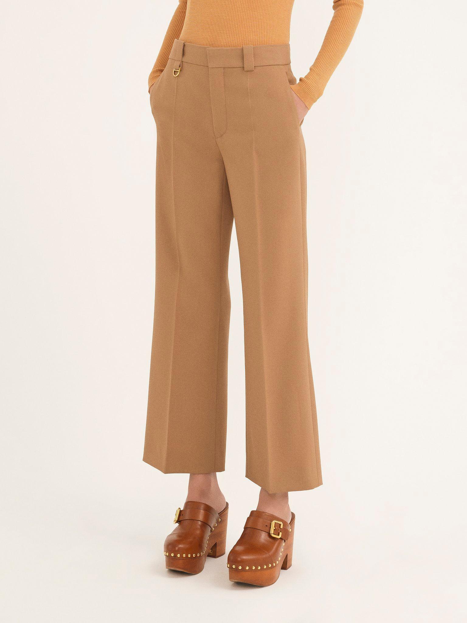 Cropped tailored pants in wool grain de poudre Product Image