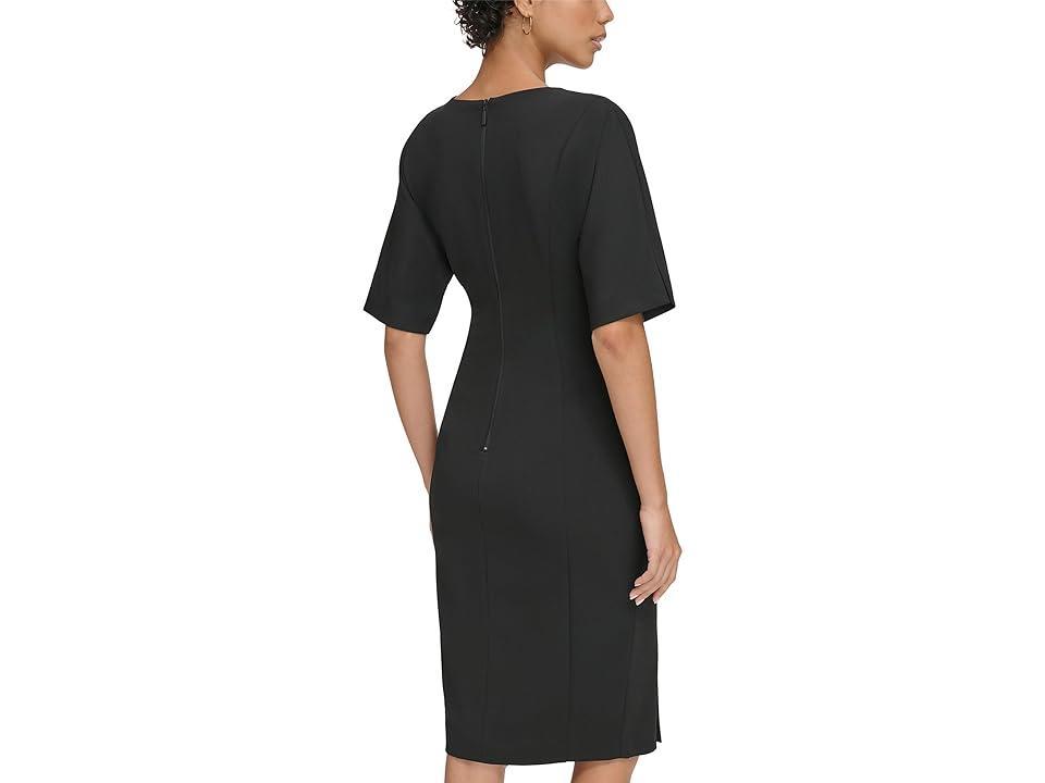 Calvin Klein Scuba Crepe Short Sheath Dress with Waistline Pleating Detail (Regatta) Women's Clothing Product Image