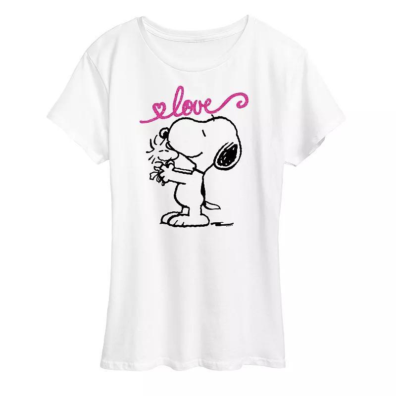 Womens Peanuts Valentines Snoopy Love Graphic Tee Product Image