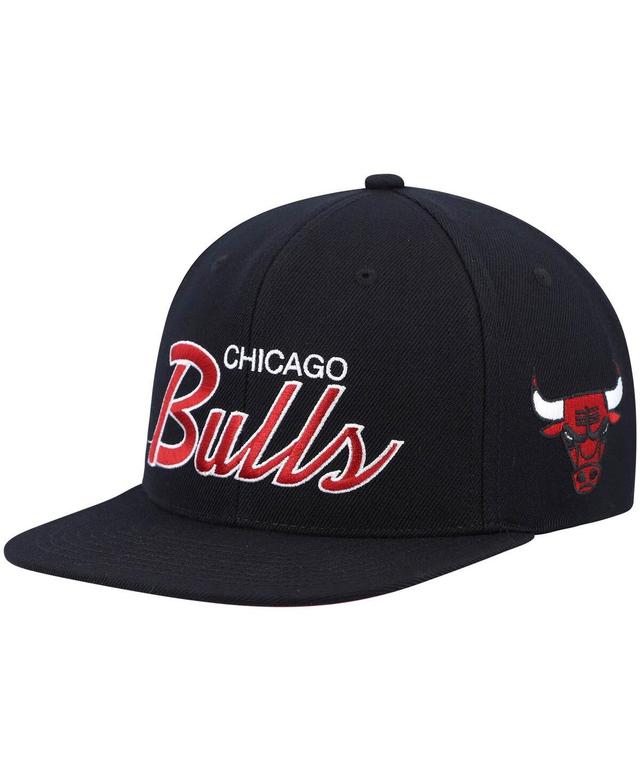 Mens Mitchell & Ness Black Chicago Bulls Hardwood Classics Script 2.0 Snapback Hat Product Image