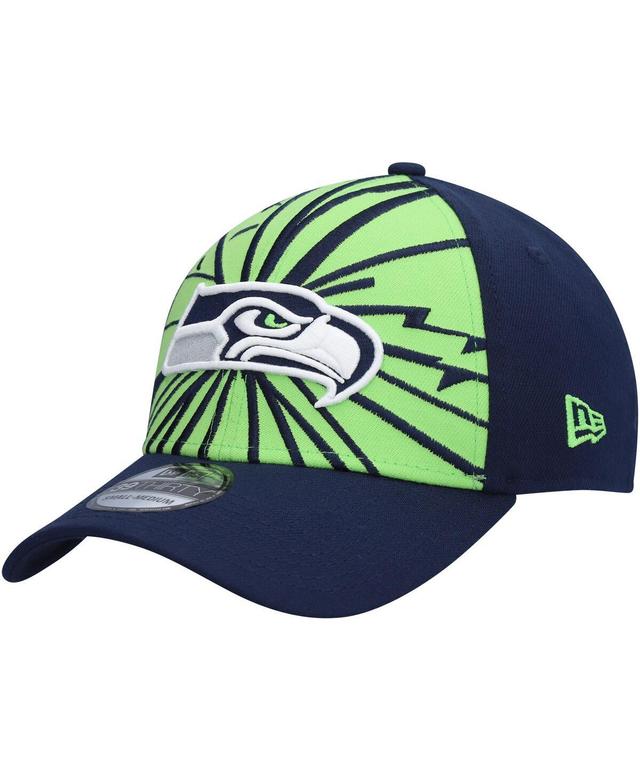 Men's New Era Neon Green/College Navy Seattle Seahawks Shattered 39THIRTY Flex Hat Product Image