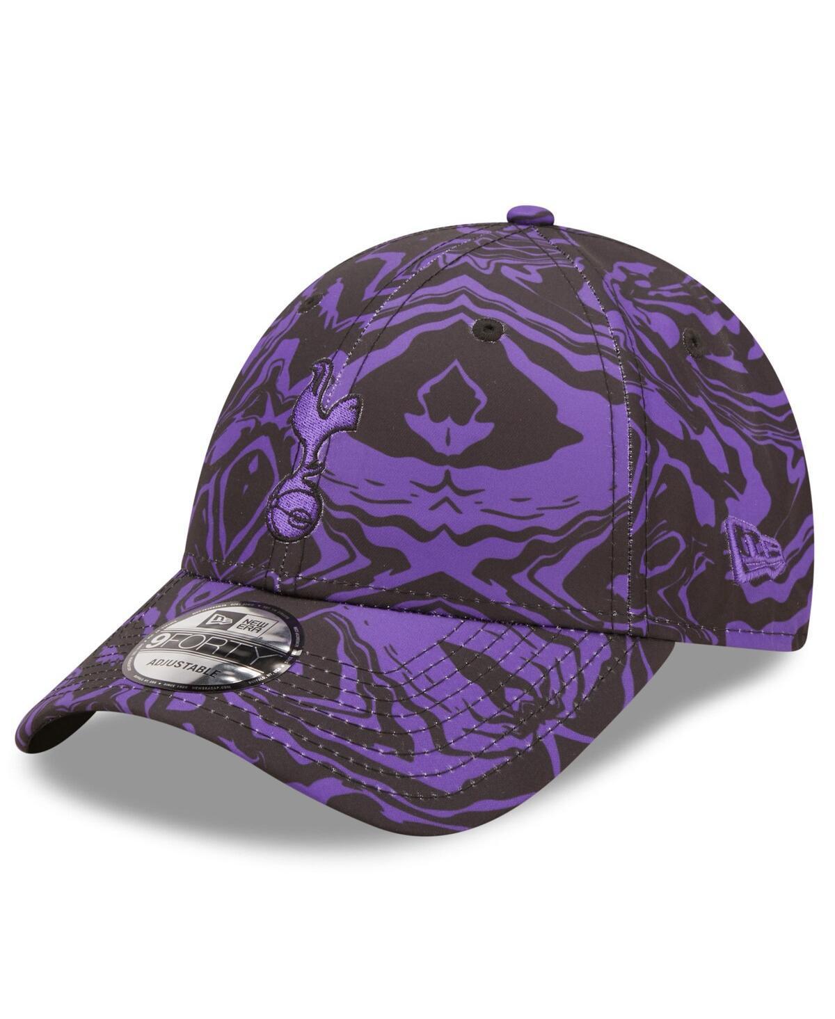 Mens New Era Black/Purple Tottenham Hotspur Allover Print 9FORTY Adjustable Hat Product Image