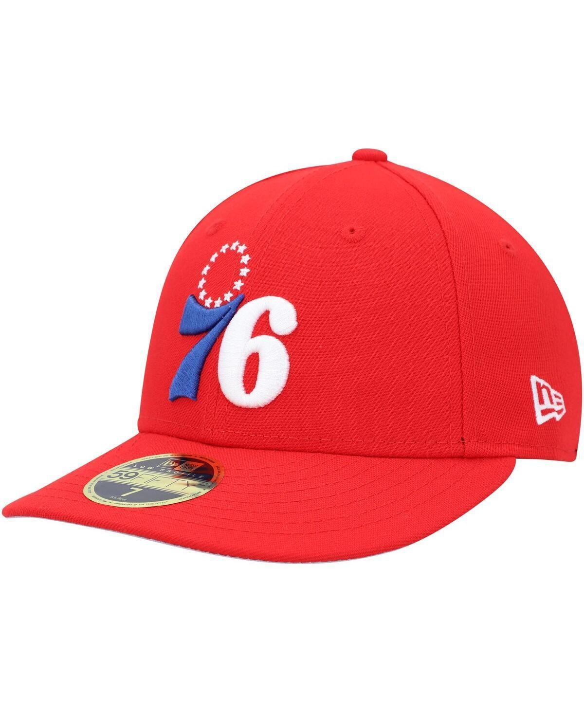 Mens New Era Red Philadelphia 76ers Team Low Profile 59FIFTY Fitted Hat Product Image