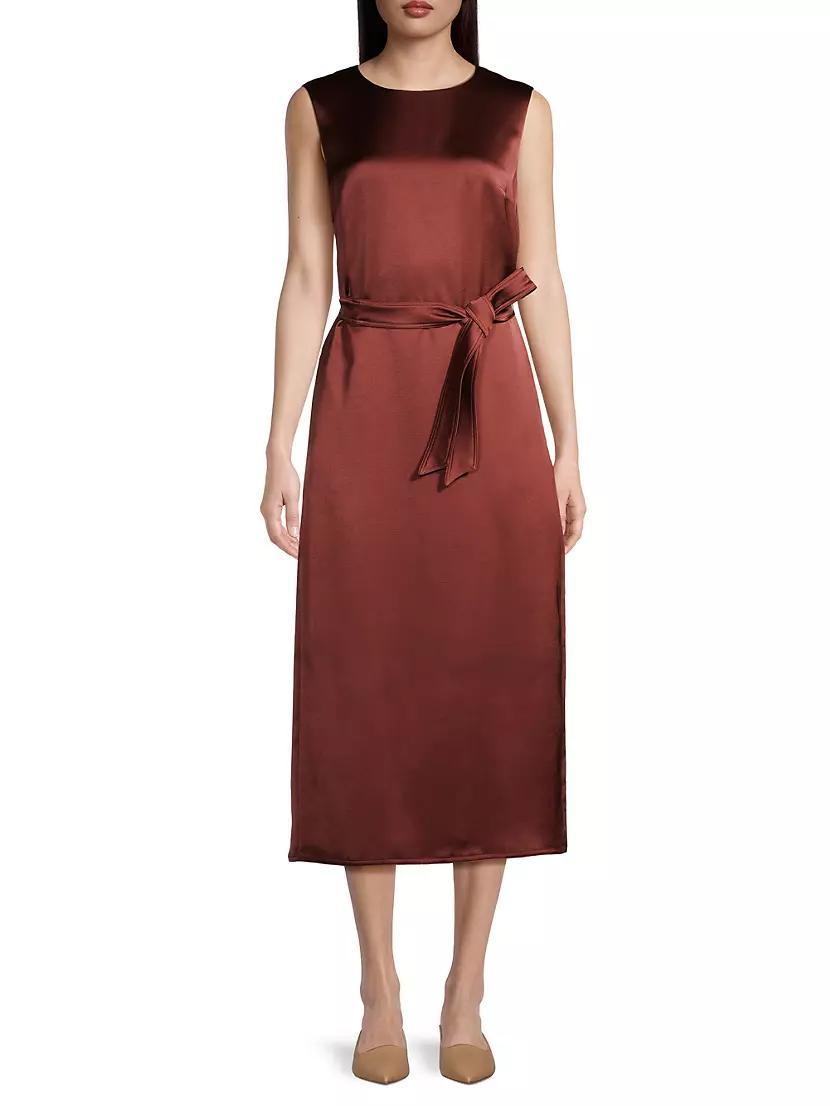 Baiardo Satin Tie-Waist Sheath Midi-Dress Product Image